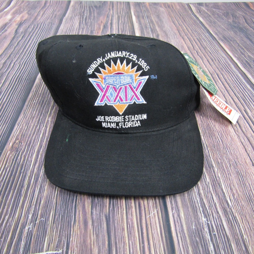 Vintage Super Bowl XXIX Snap Back Hat NFL 90s American Needle Black Cap‎